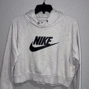 Nike Women's Light Gray Cropped Hoodie size Medium EUC